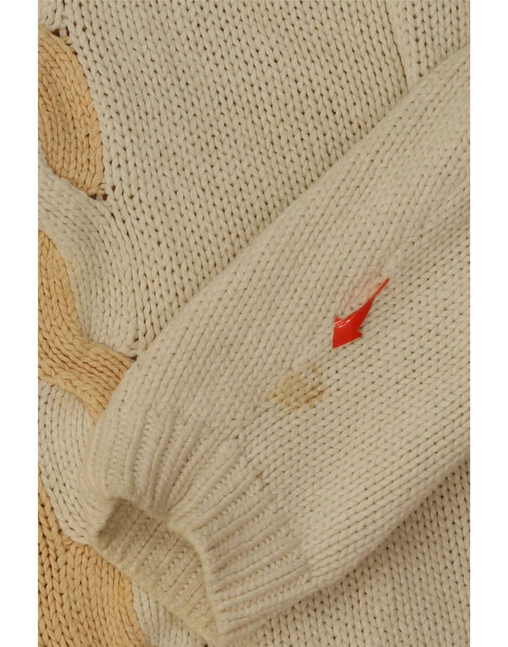 NICE CONNECTION Womens V-Neck Jumper Sweater UK 16 Large Beige Colourblock Vintage Nice Connection and Second-Hand Nice Connection from Messina Hembry 
