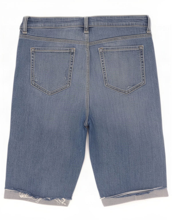 Marks & Spencer Kvinder Distressed Bermuda Shorts UK 12 Medium W30 Blue