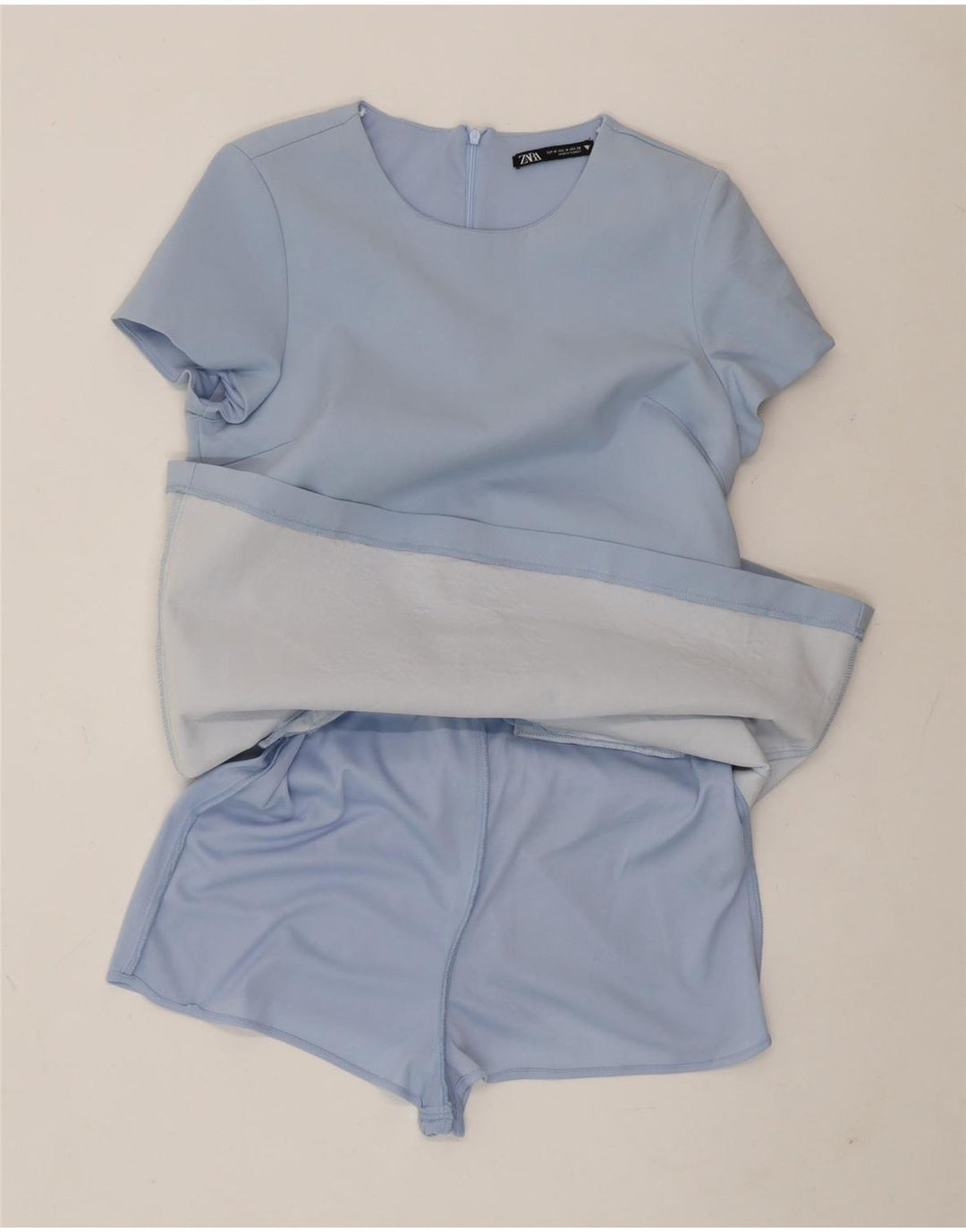 Zara Dame Playsuit UK 12 Medium Blue Polyester