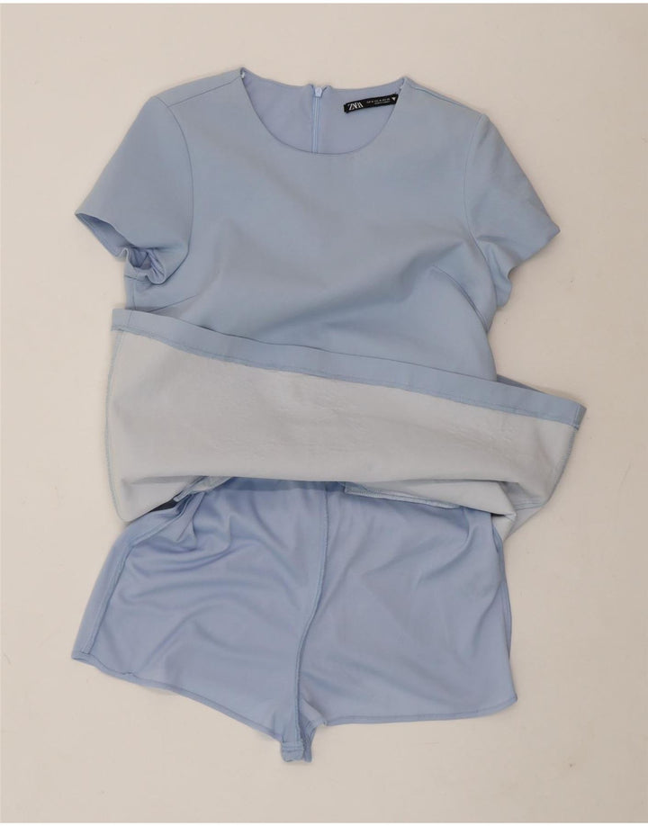 Zara Dame Playsuit UK 12 Medium Blue Polyester