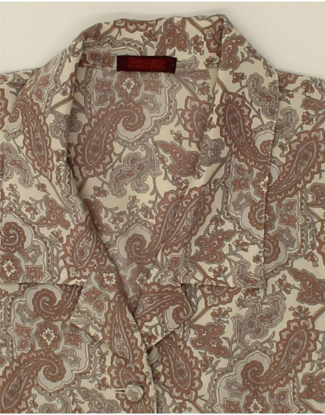 VINTAGE Womens Shirt UK 14 Large Grey Paisley Vintage Vintage and Second-Hand Vintage from Messina Hembry 
