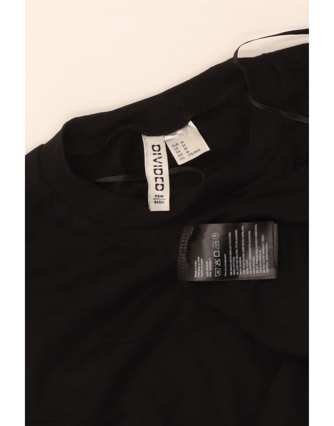 H&M Womens Crop T-Shirt Top UK 14 Medium Black Cotton