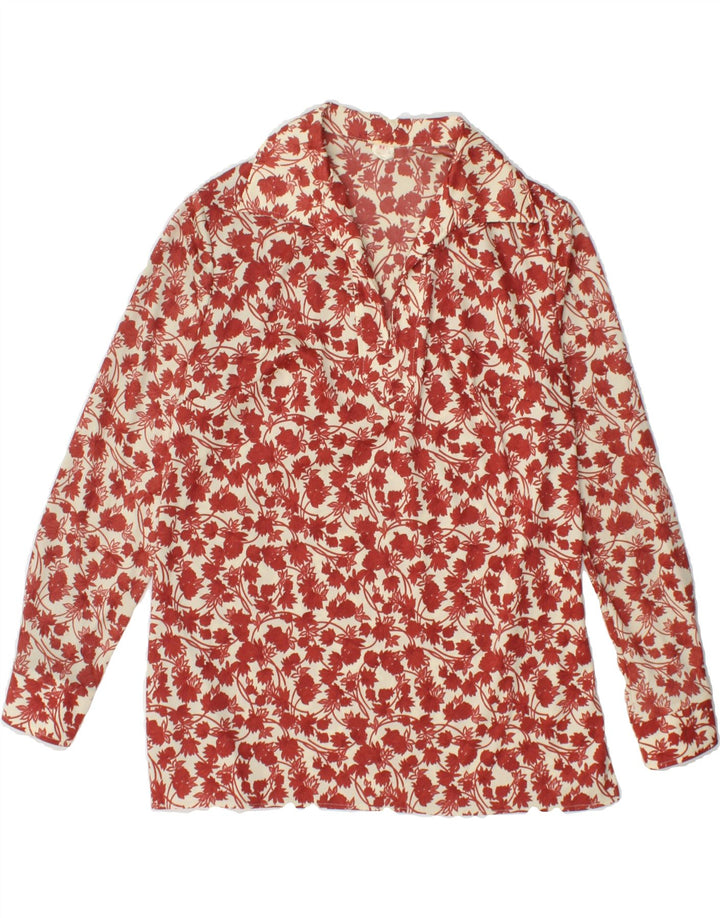 VINTAGE Womens Pullover Shirt IT 44 Medium Red Floral Polyester Vintage Vintage and Second-Hand Vintage from Messina Hembry 
