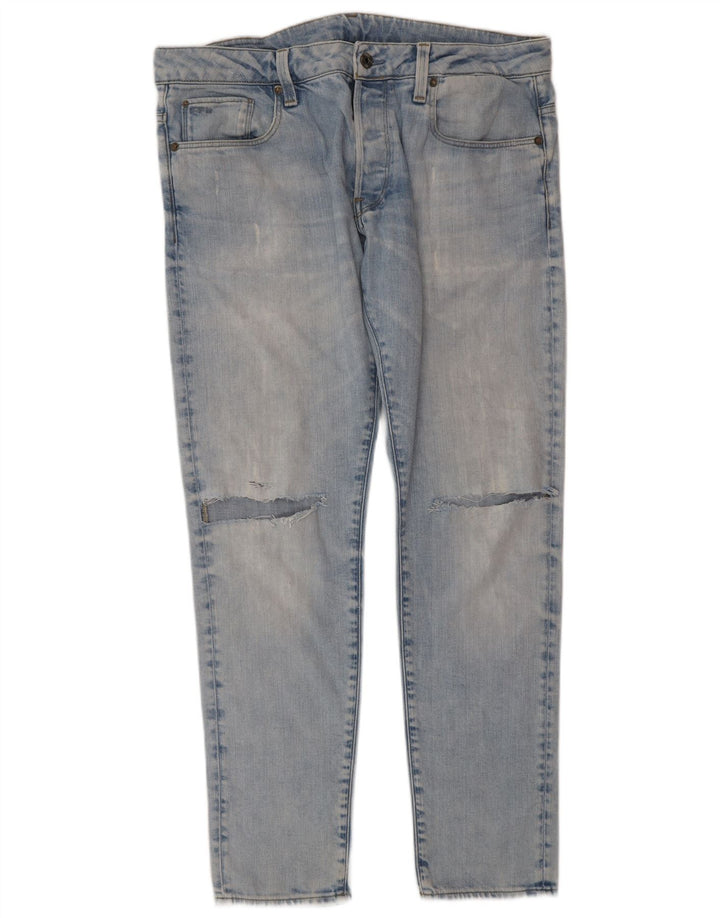 G-STAR Mens Distressed Slim Jeans W36 L32 Blue Cotton