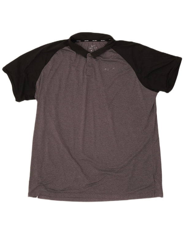 Nike Mens Dri Fit Polo Shirt 2XL Grey Colourblock Polyester