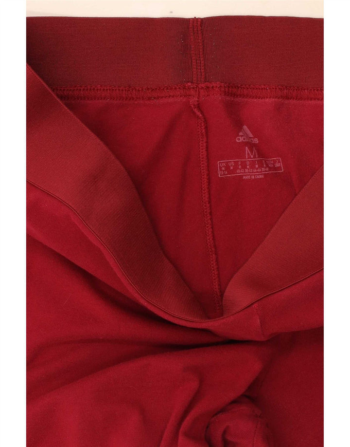 Adidas Womens Leggings UK 12/14 Medium Red Cotton