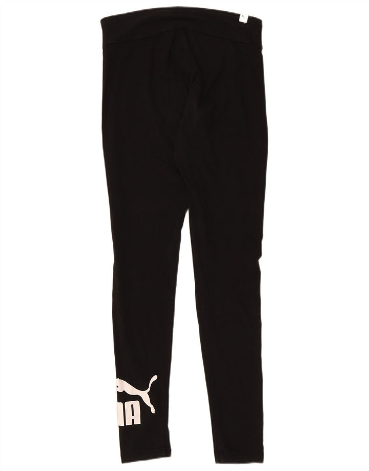 Puma Womens Graphic Leggings UK 12 Medium Black Cotton