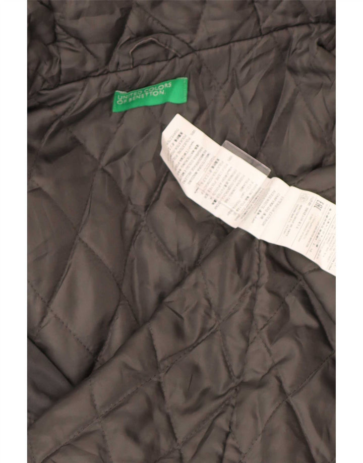 Benetton Womens Hooded Parka Jacket UK 40 Large Grey Cotton