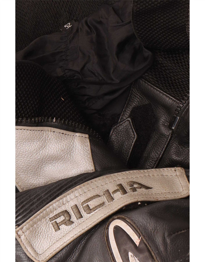 Richa Mens Leather Trousers EU 52 Large W34 L29 Black Colourblock