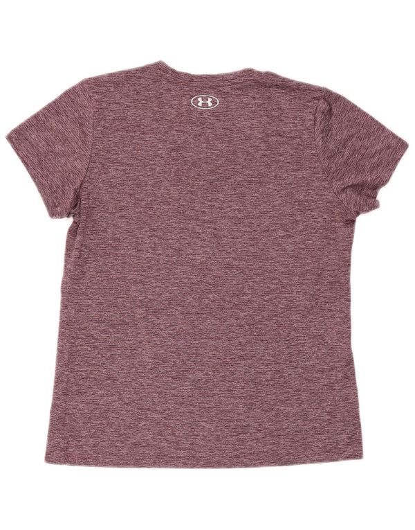 Under Armour Dame Heat Gear T-Shirt Top UK 14 Medium Burgundy Flecked