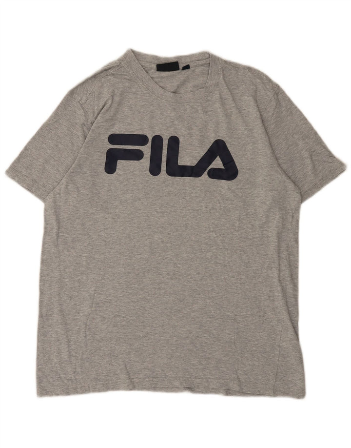 Fila Herre grafisk T-shirt Top Medium Grey Flecked Bomuld