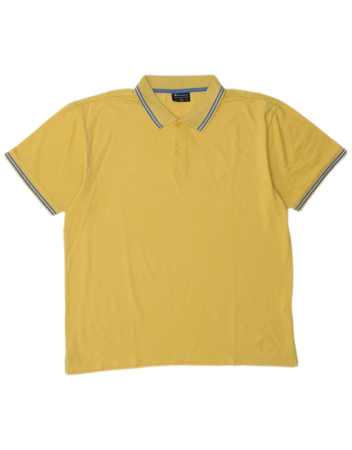 Champion Mens Polo Shirt Large Yellow Cotton