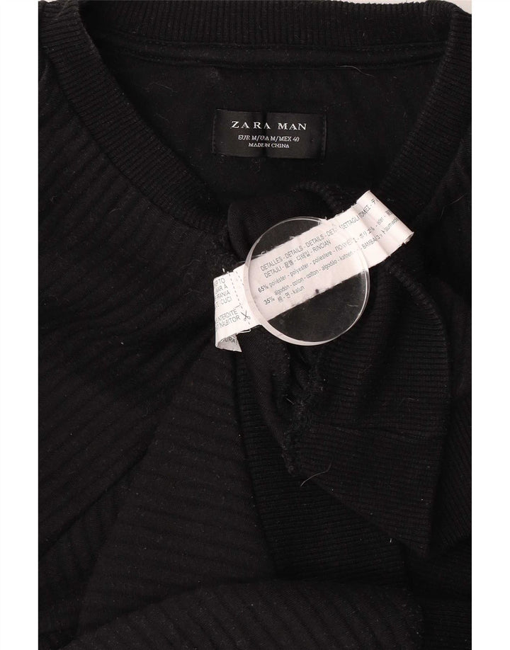 Zara Mens Sweatshirt Jumper Medium Black Cotton