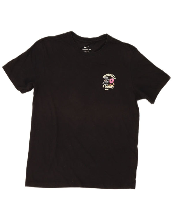 Nike - T-shirt grafica da uomo con manubri e ciambelle, in cotone nero medio