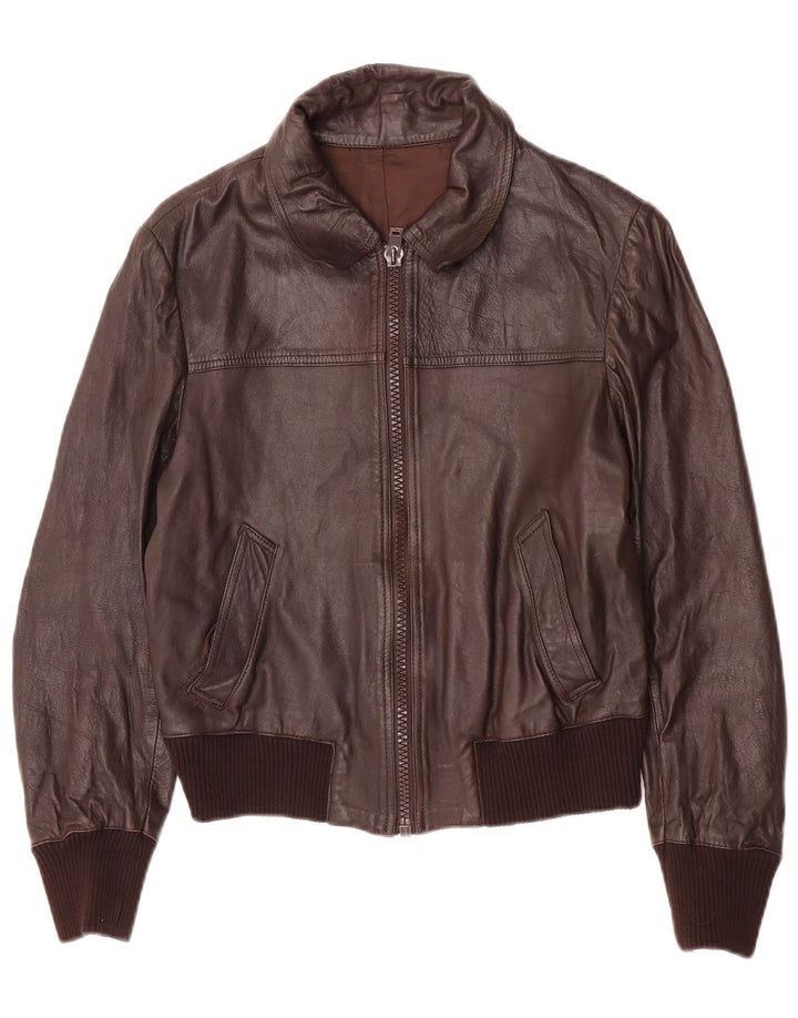 Vintage Ανδρικό Bomber Δερμάτινο Μπουφάν IT 48 Δερμάτινο Μεσαίο Καφέ