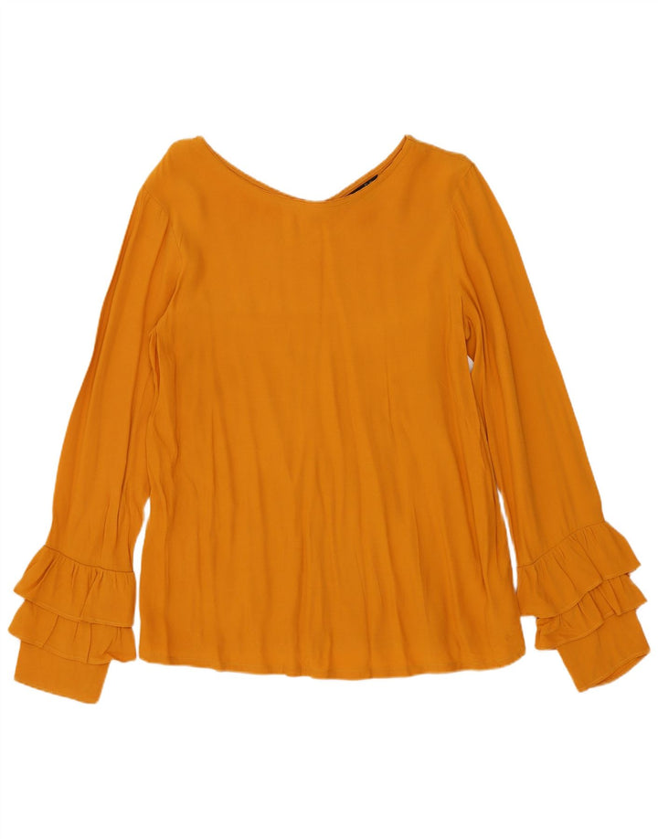 Massimo Dutti Womens Long Sleeve Blouse Top UK 10 Small Yellow Lyocell