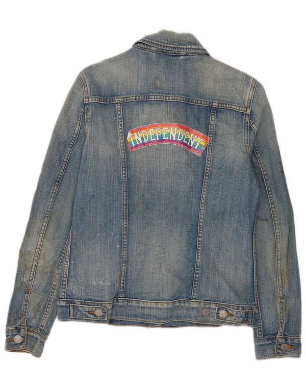 Levi's Womens Graphic Denim Jacket UK 8 Small Blue Cotton