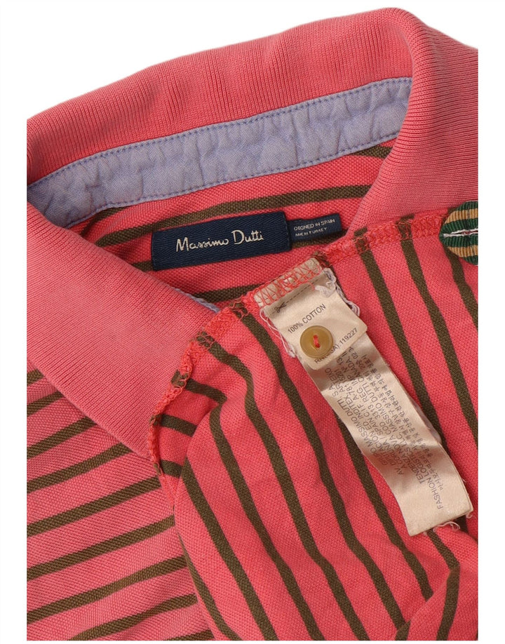 Polo da uomo Massimo Dutti in cotone a righe rosa medio