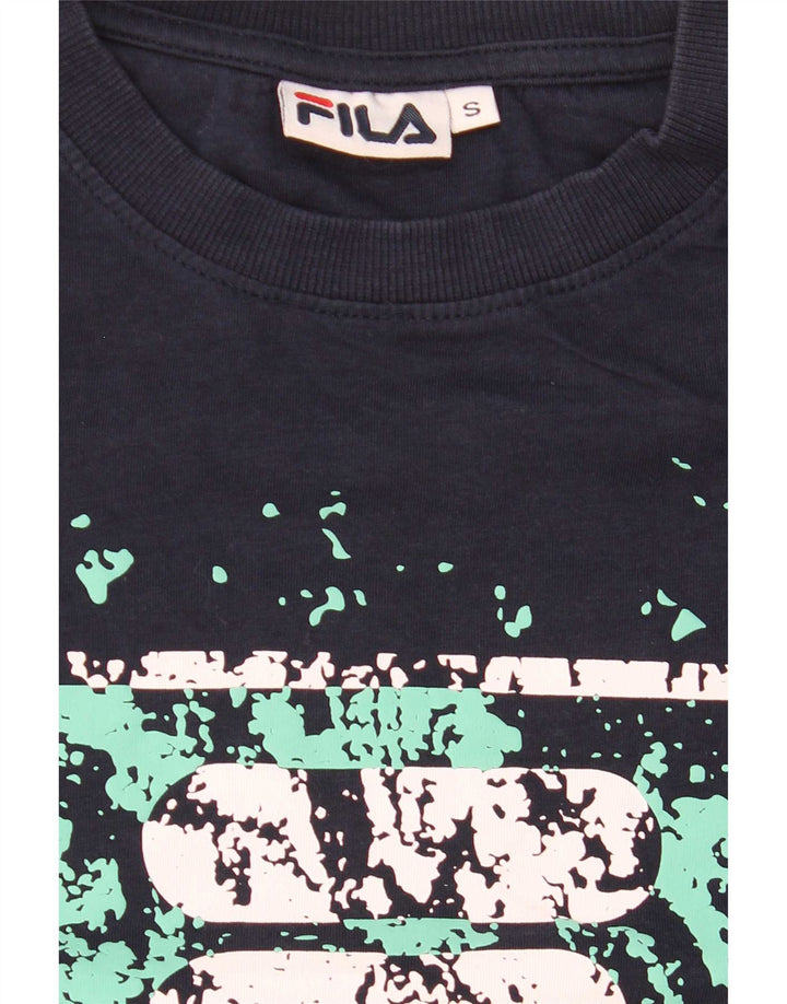 Fila Mens Graphic T-Shirt Top Small Navy Blue