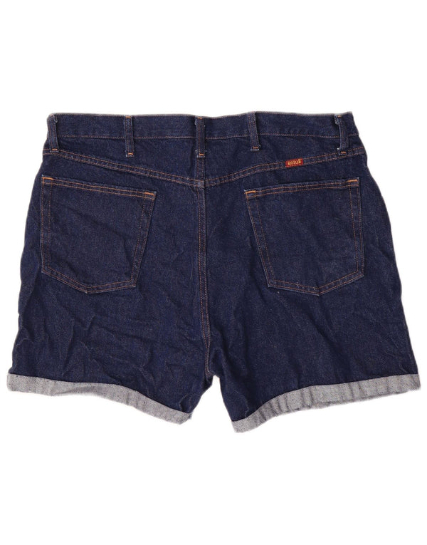 Rustler Womens High Waist Denim Shorts W38 XL Navy Blue Cotton
