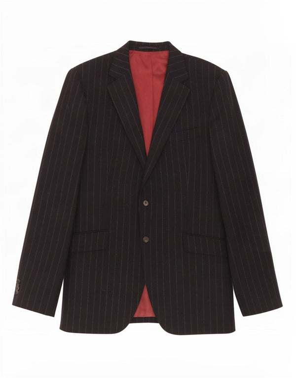 Gant Giacca Blazer da Uomo a 2 Bottoni UK 40 Grande Lana Gessata Blu Navy