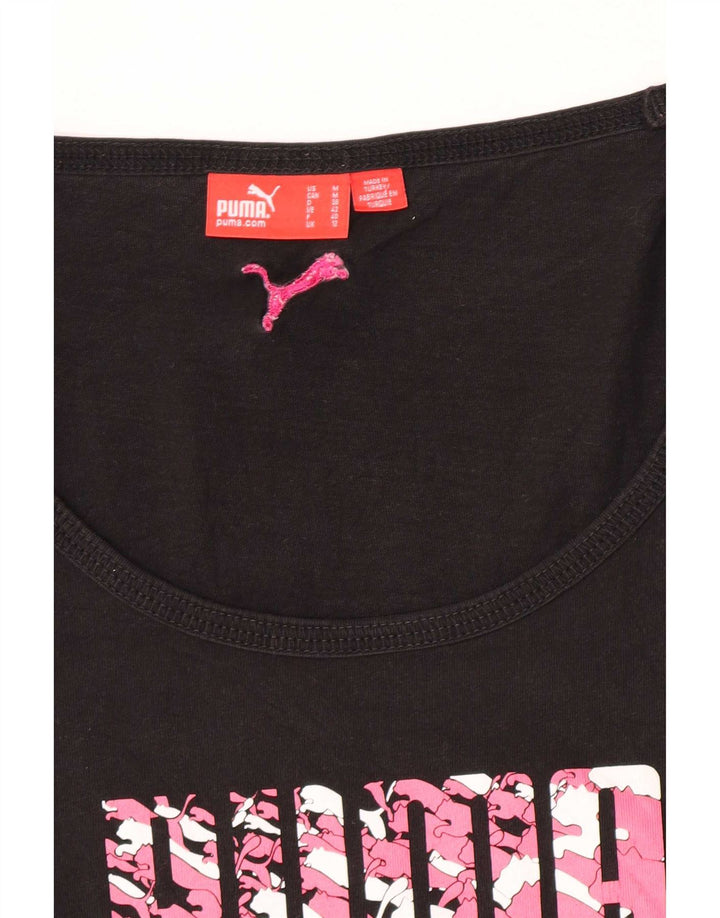 Puma Womens Graphic Top Long Sleeve UK 12 Medium Black