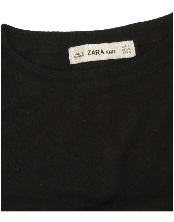 Zara Womens Oversized Boat Neck Jumper Sweater UK 10 Small Black