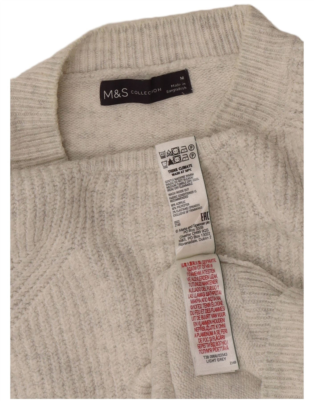 Maglione maglione con scollo a barca da donna Marks & Spencer UK 14 Grigio medio chiazzato