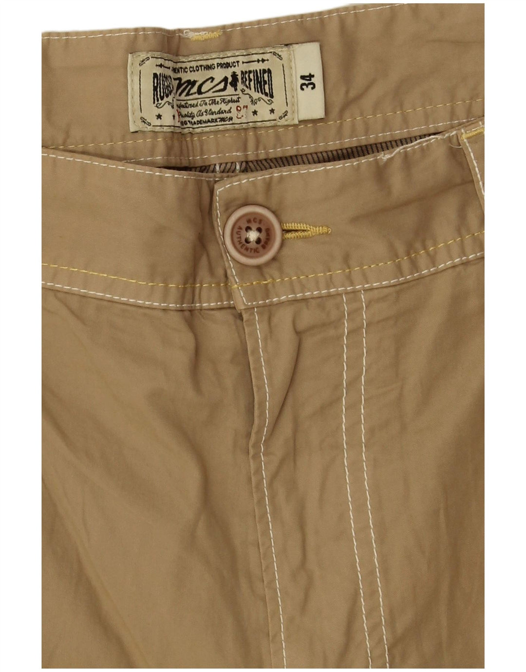 Marlboro Classics Mens Casual Shorts W34 Large Beige Cotton