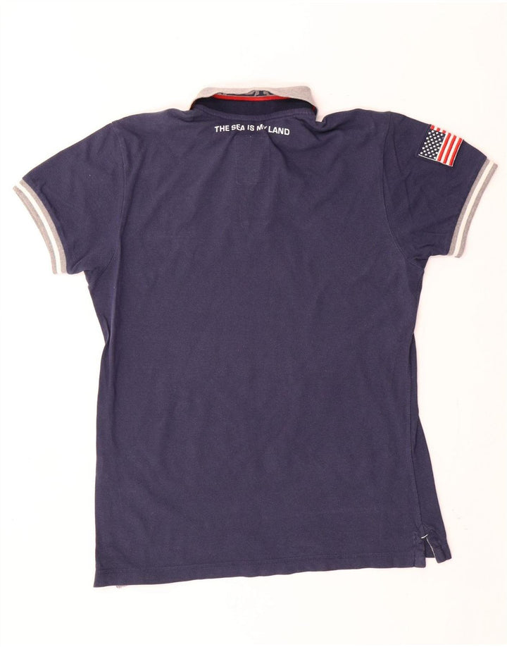 NORTH SAILS Mens Graphic Polo Shirt Small Navy Blue Colourblock