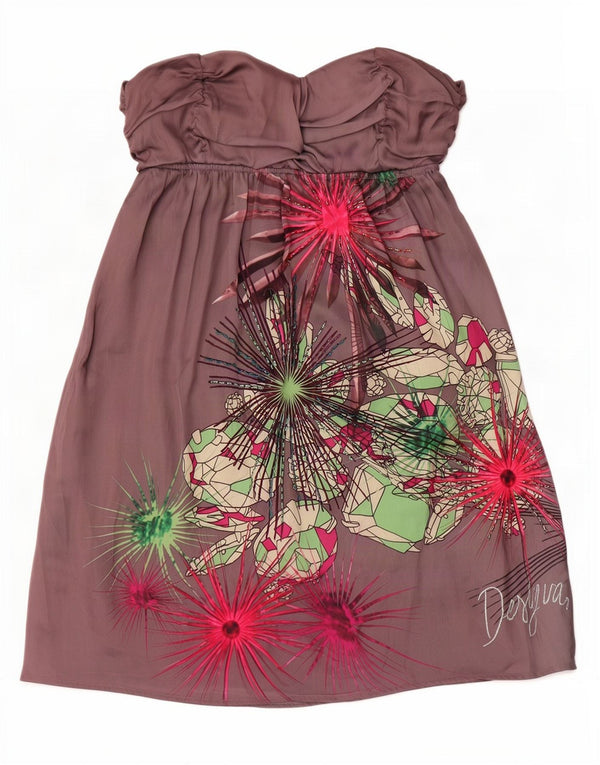 Rochie Desigual Femei fără bretele EU 38 Medium Gri Poliester Floral