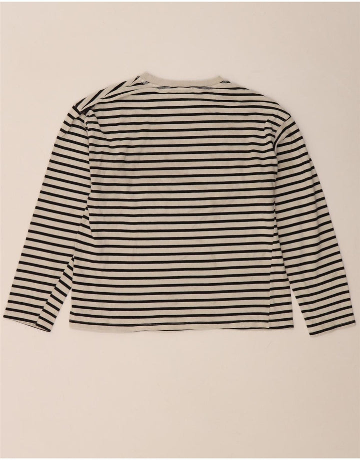 Zara Womens Top Long Sleeve UK 10 Small White Striped