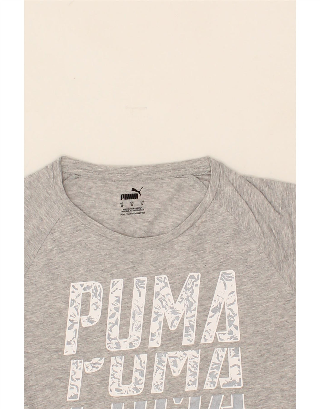 PUMA Womens Graphic T-Shirt Top UK 12 Medium Grey Cotton Vintage Puma and Second-Hand Puma from Messina Hembry 