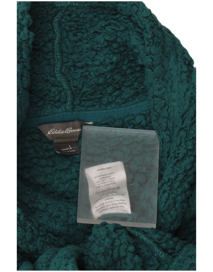 EDDIE BAUER Womens Oversized Fleece Jumper UK 16 Large Green Polyester