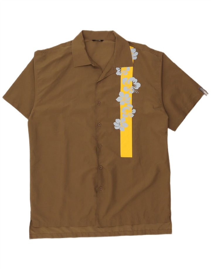 Killer Loop Mens Short Sleeve Shirt Large Khaki Floral