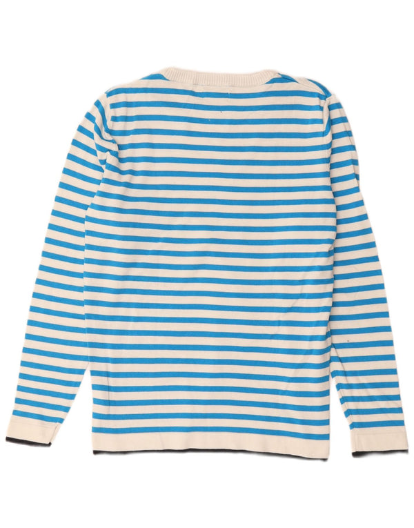 Jack & Jones Maglione girocollo da uomo in cotone a righe grandi blu