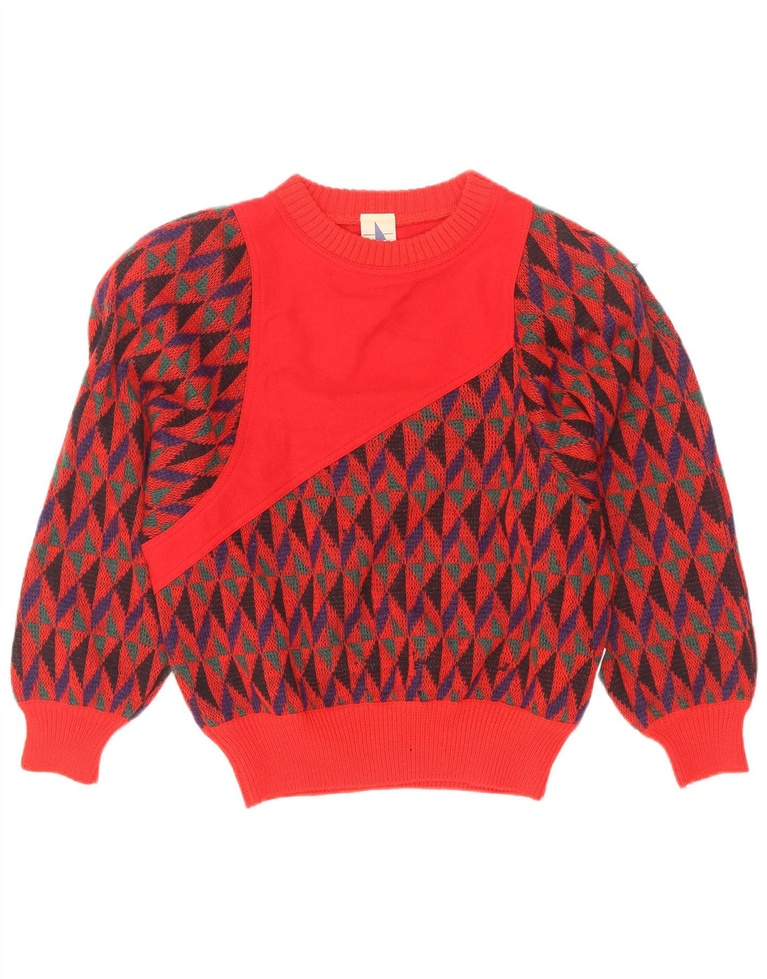 Skipper's Womens Boat Neck Jumper Sweater IT 42 Medium Red Geometric Wool