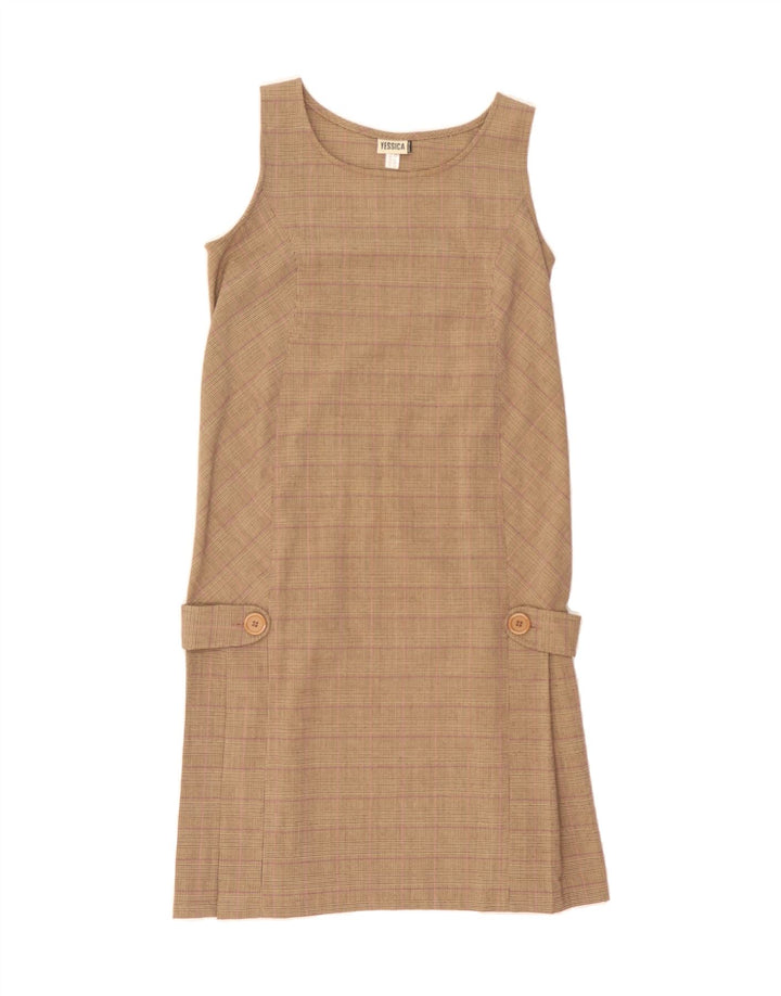 YESSICA Womens Sleeveless Shift Dress EU 36 Small Beige Check Vintage Yessica and Second-Hand Yessica from Messina Hembry 