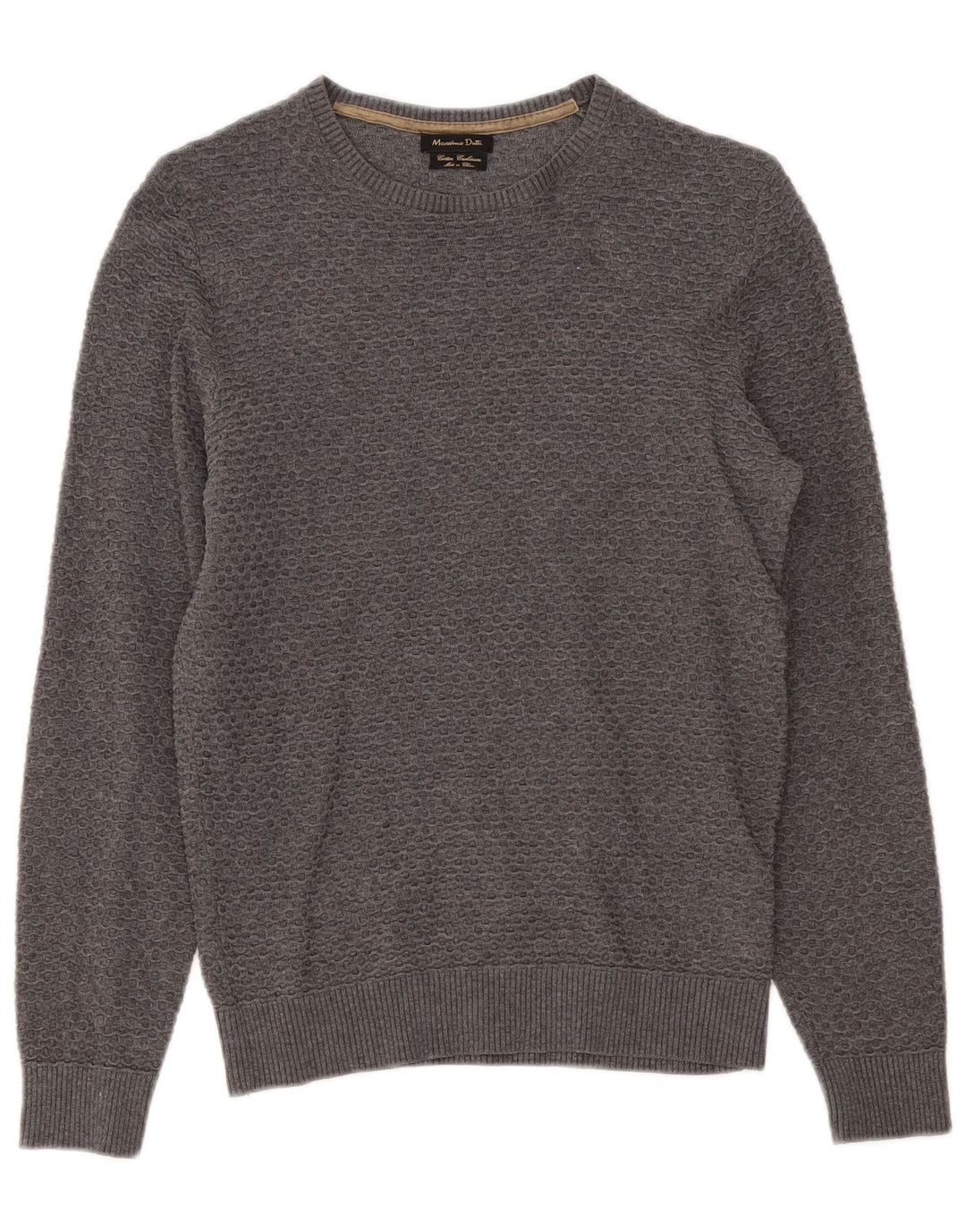 Massimo Dutti Mens Boat Neck Jumper Sweater Small Grey Cotton