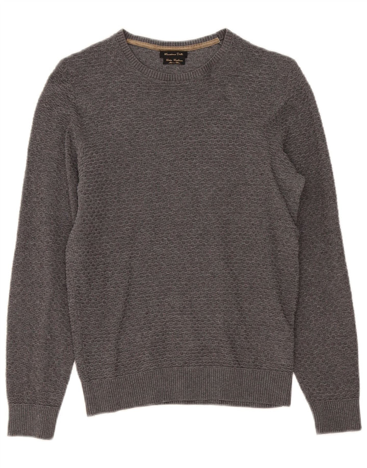 Massimo Dutti Mens Boat Neck Jumper Sweater Small Grey Cotton