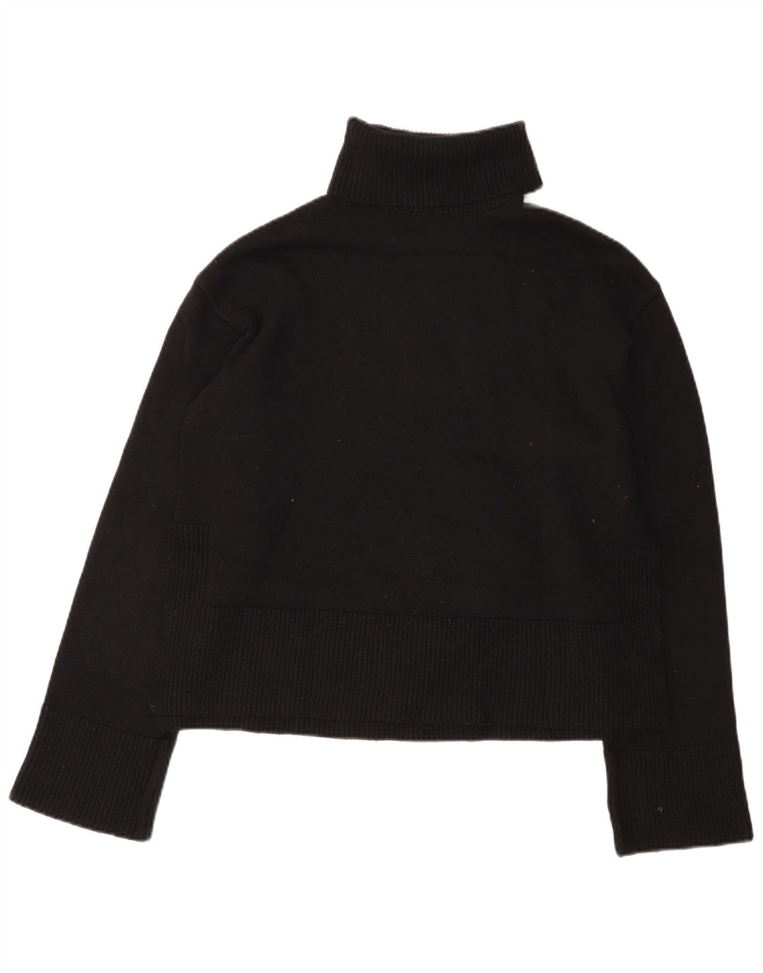 Zara Dame Rullehals Sweater UK 14 Medium Sort Viscose