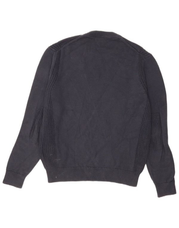 Hackett Jersey con cuello redondo para hombre, talla pequeña, algodón azul marino