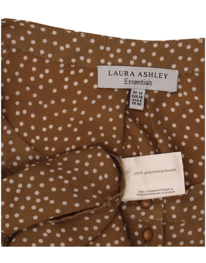 Laura Ashley Womens Shirt Blouse UK 12 Medium Brown Spotted Polyester