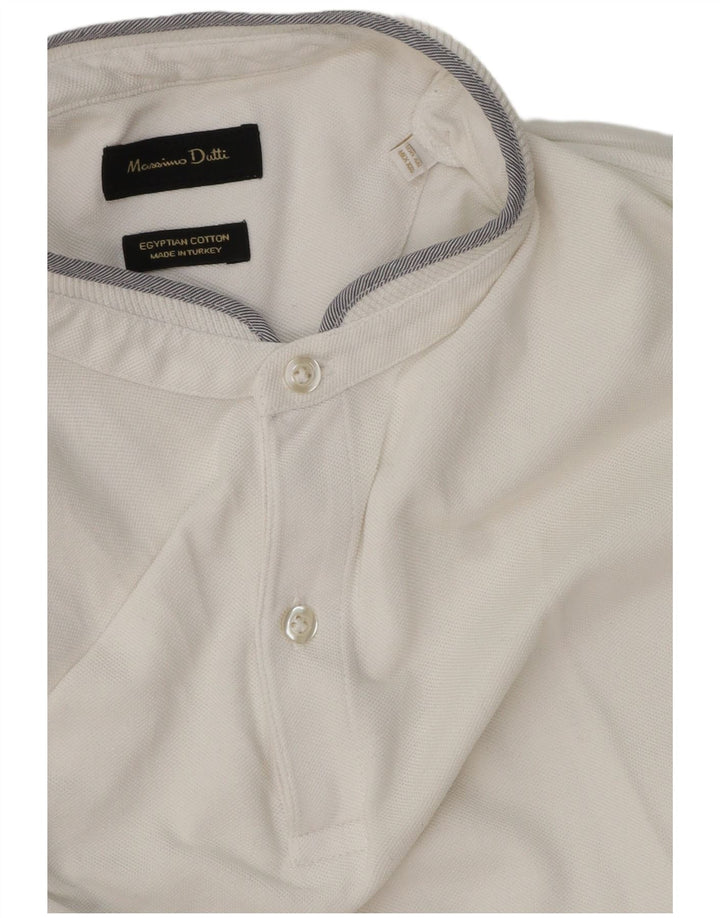 Massimo Dutti Mens Polo Shirt 2XL White Cotton