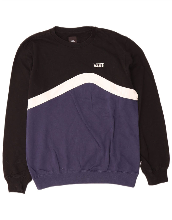 Vans Mens Sweatshirt Jumper Small Black Colourblock Cotton