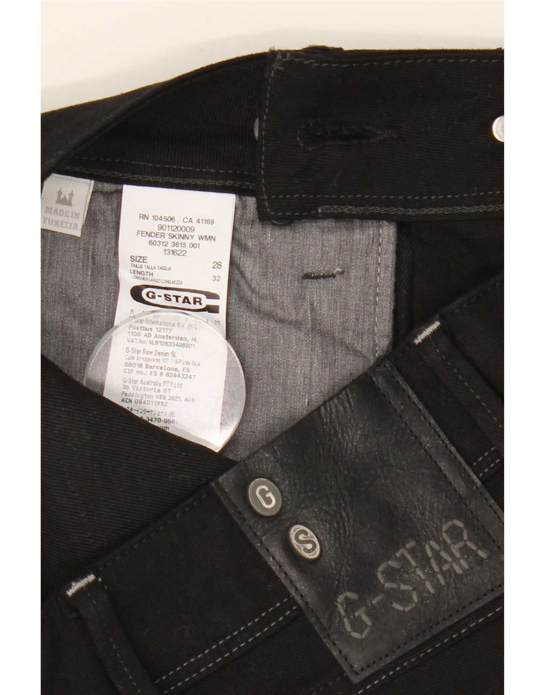 G-Star Womens 3301 Skinny Jeans W28 L29 Black Polyester