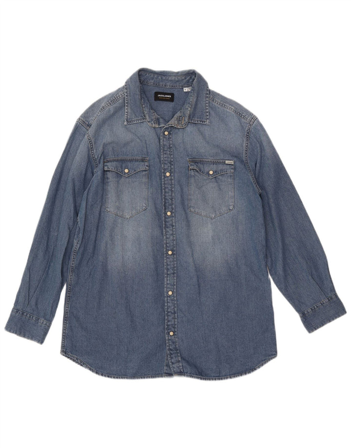 JACK & JONES Mens Denim Shirt XL Blue Cotton