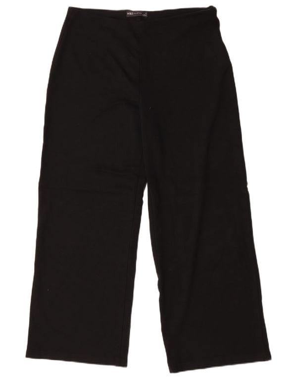 Pantaloni casual a gamba larga da donna Marks & Spencer UK 14 Large W32 L28 neri