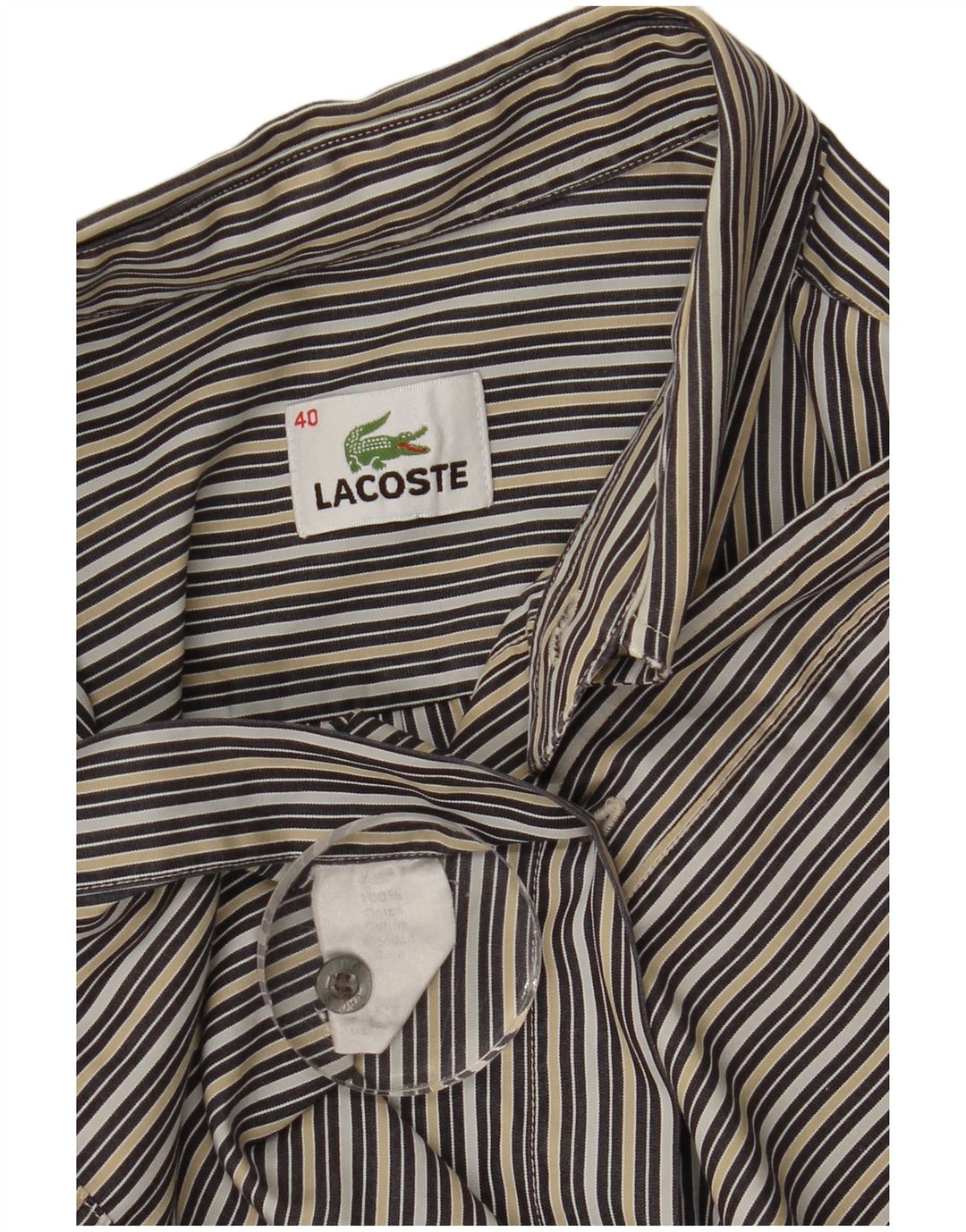 Lacoste Mens Shirt Size 40 Medium Multicoloured Pinstripe Cotton