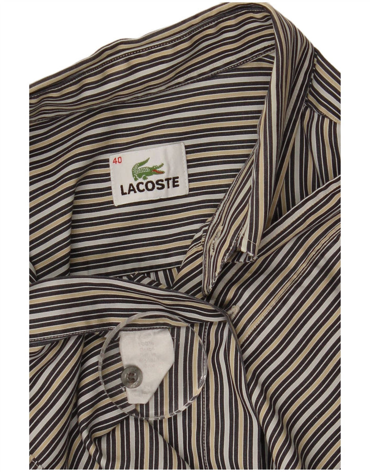 Lacoste Mens Shirt Size 40 Medium Multicoloured Pinstripe Cotton